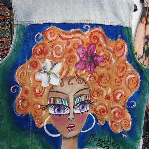 Chaleco jean pintado
